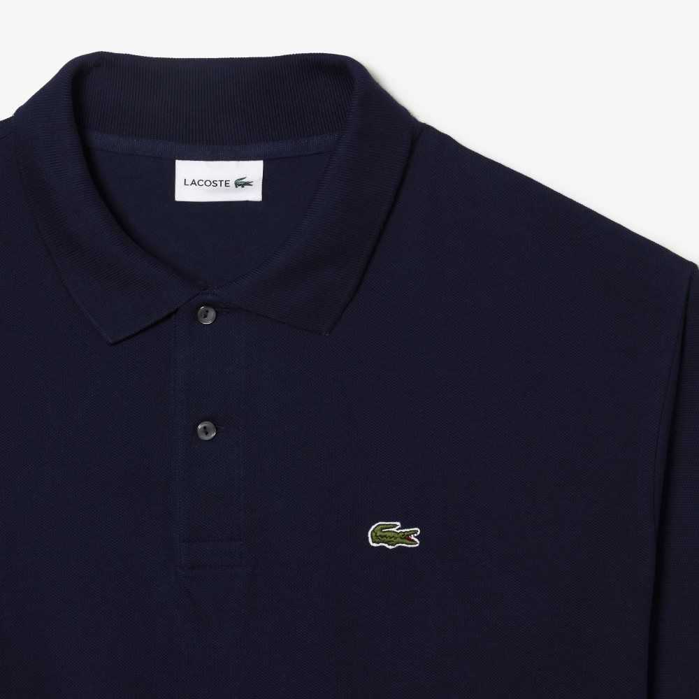 Lacoste Höga Fit Bomull Petit Pique Marinblå Blå | HDKOX-1504