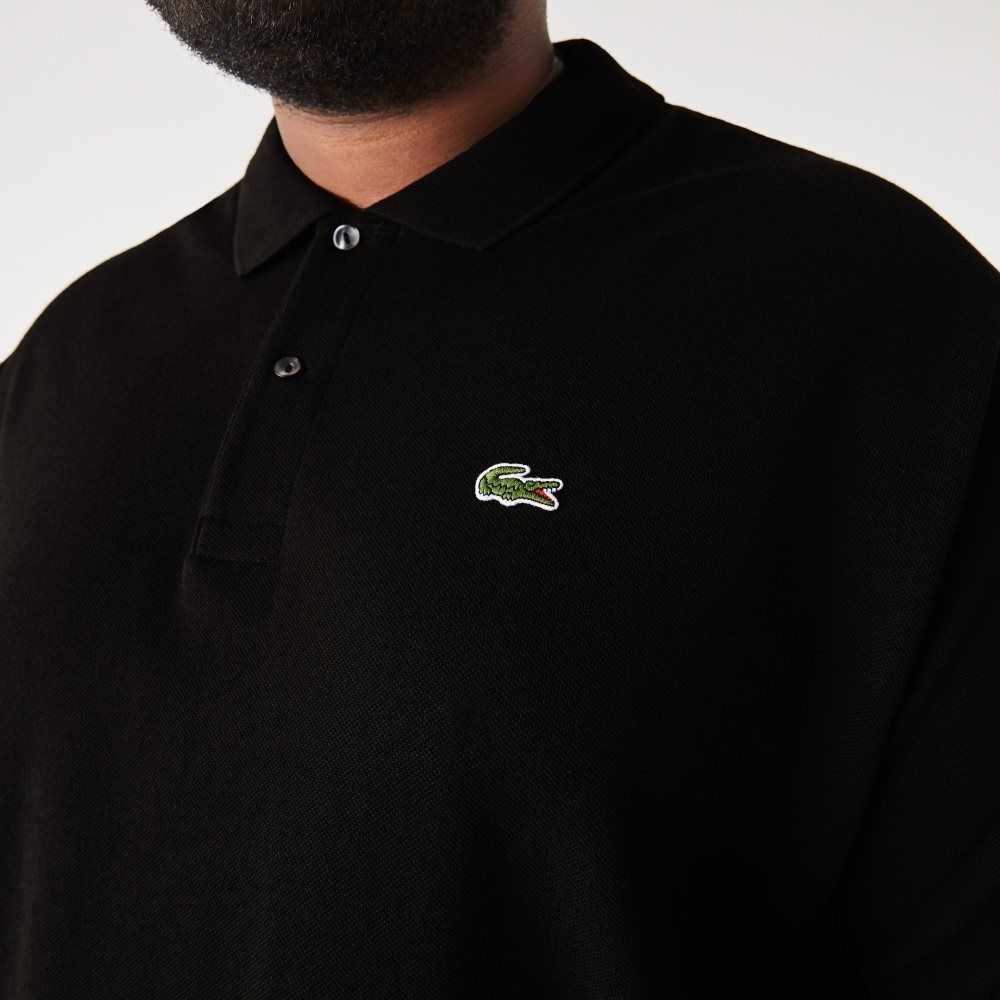 Lacoste Höga Fit Bomull Petit Pique Svarta | KGTZR-5418