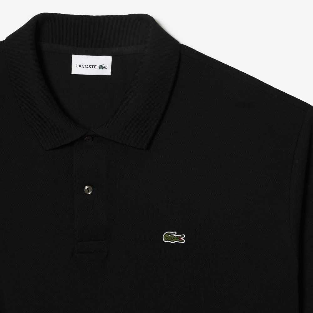 Lacoste Höga Fit Bomull Petit Pique Svarta | KGTZR-5418