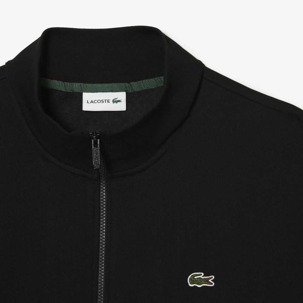 Lacoste Höga Fit Organic Bomull Zip Svarta | XSUOZ-5970