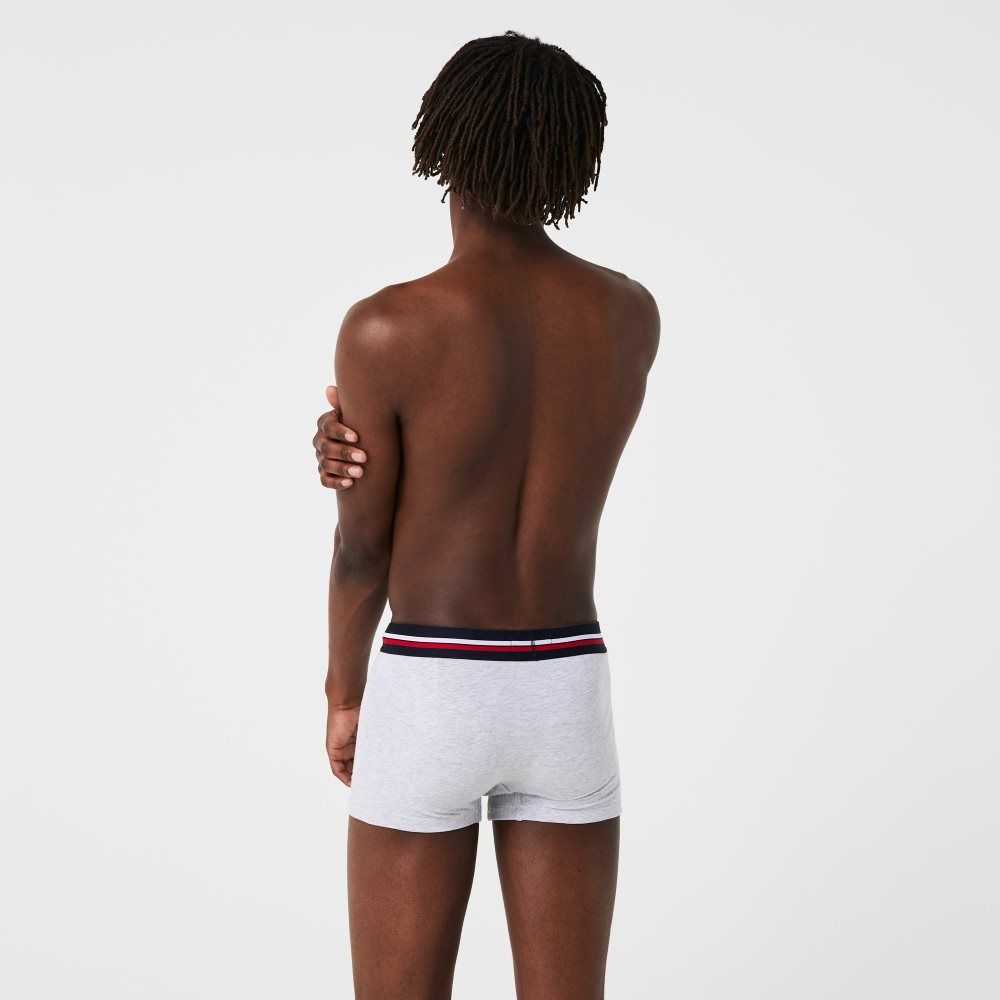 Lacoste Iconic Three-Tone Waistband Trunk 3-Pack Marinblå Blå Grå Röda | EJUNC-2719