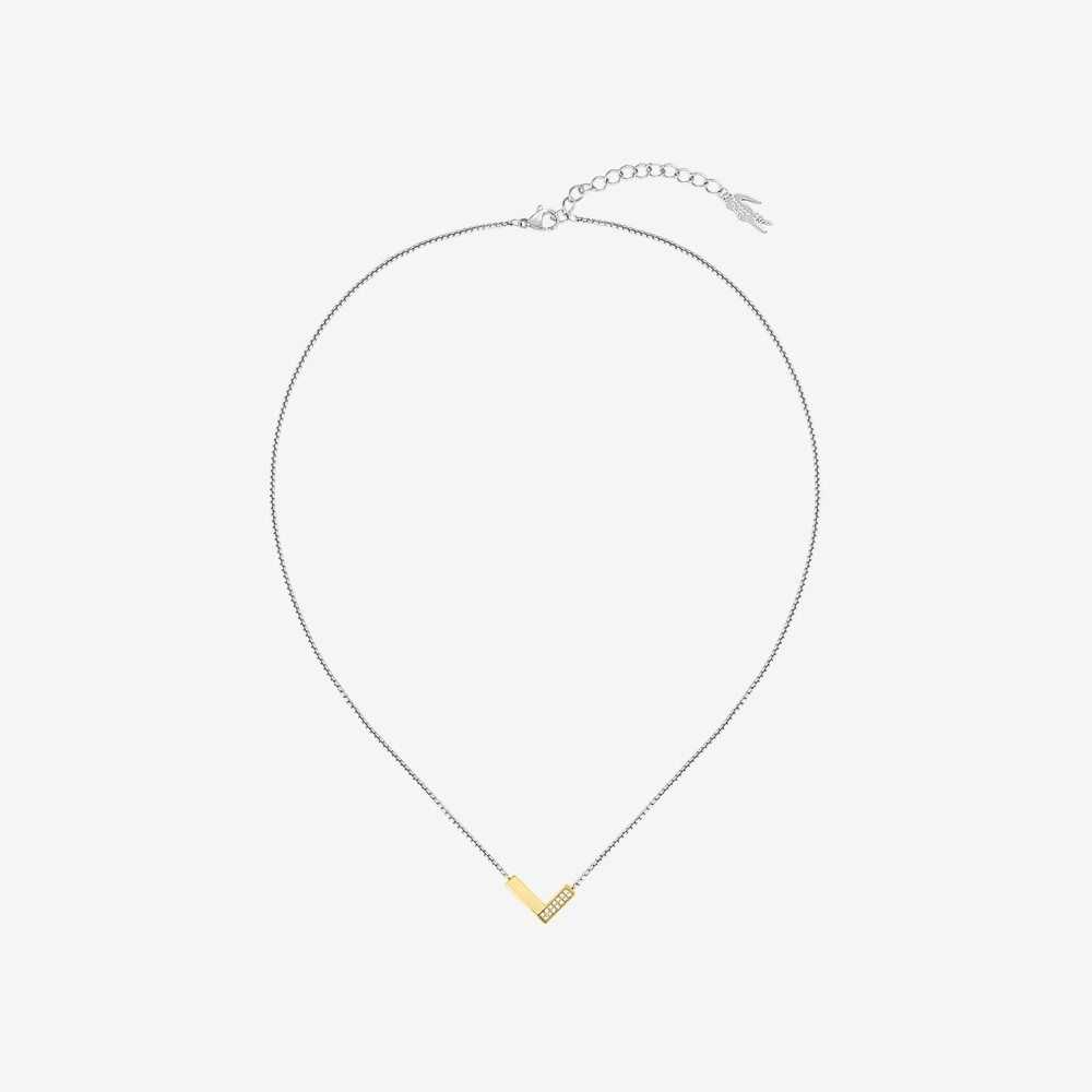 Lacoste Impression Necklace Silver Guld | WBJPC-8137