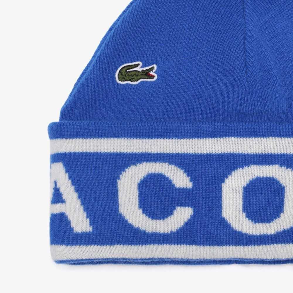 Lacoste Jacquard Knit Beanie And Scarf Gift Set Blå Vita | FKHRB-3451