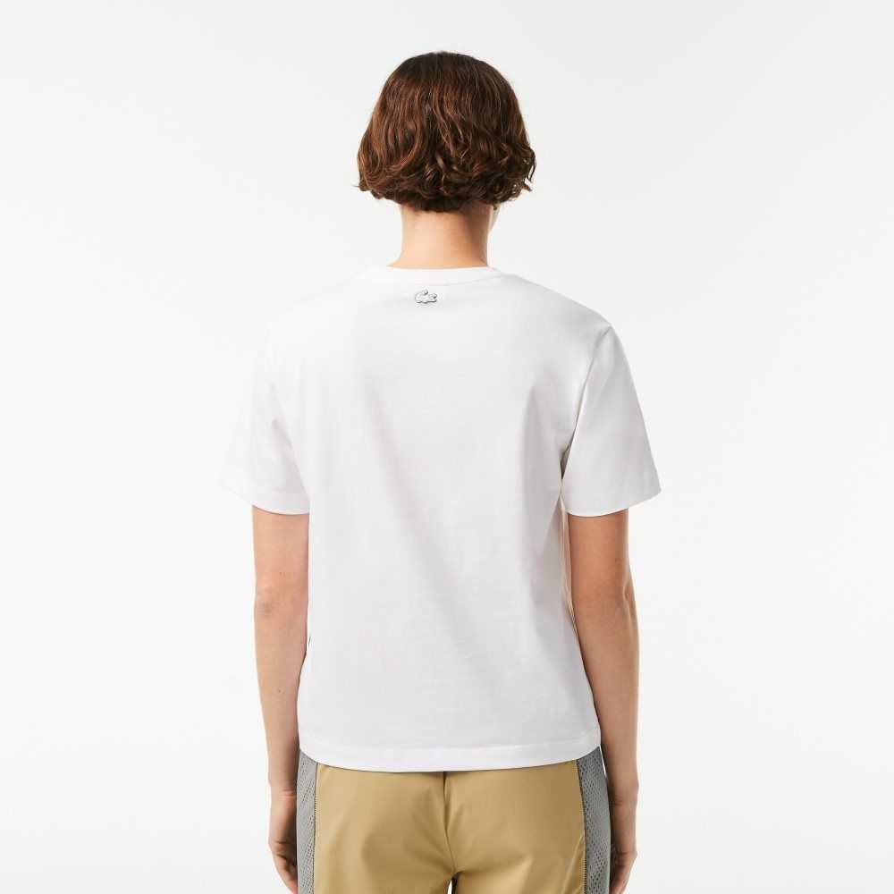 Lacoste Jersey Contrast Print T-Shirt Vita | COAIN-5620