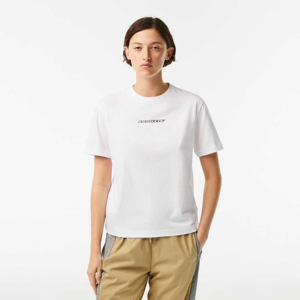 Lacoste Jersey Contrast Print T-Shirt Vita | COAIN-5620