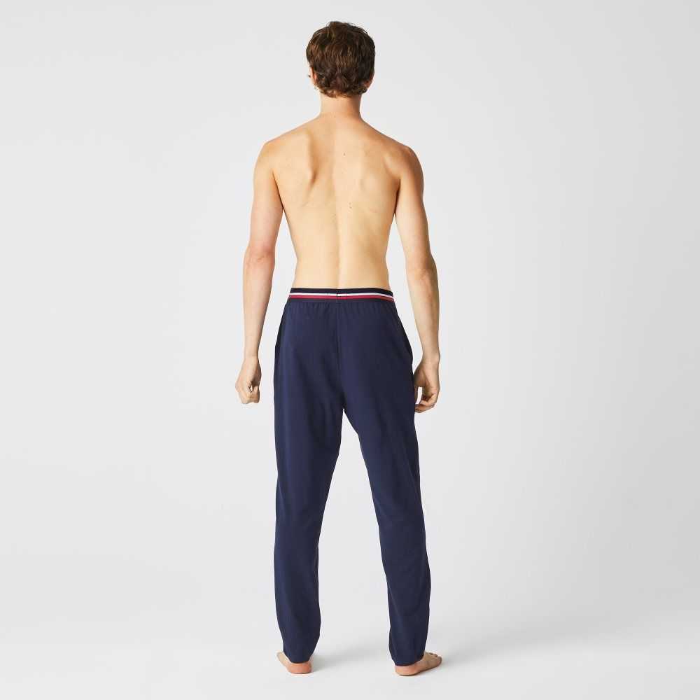 Lacoste Jersey Three-Tone Waistband Pajama Pants Marinblå Blå | XDIRQ-1486