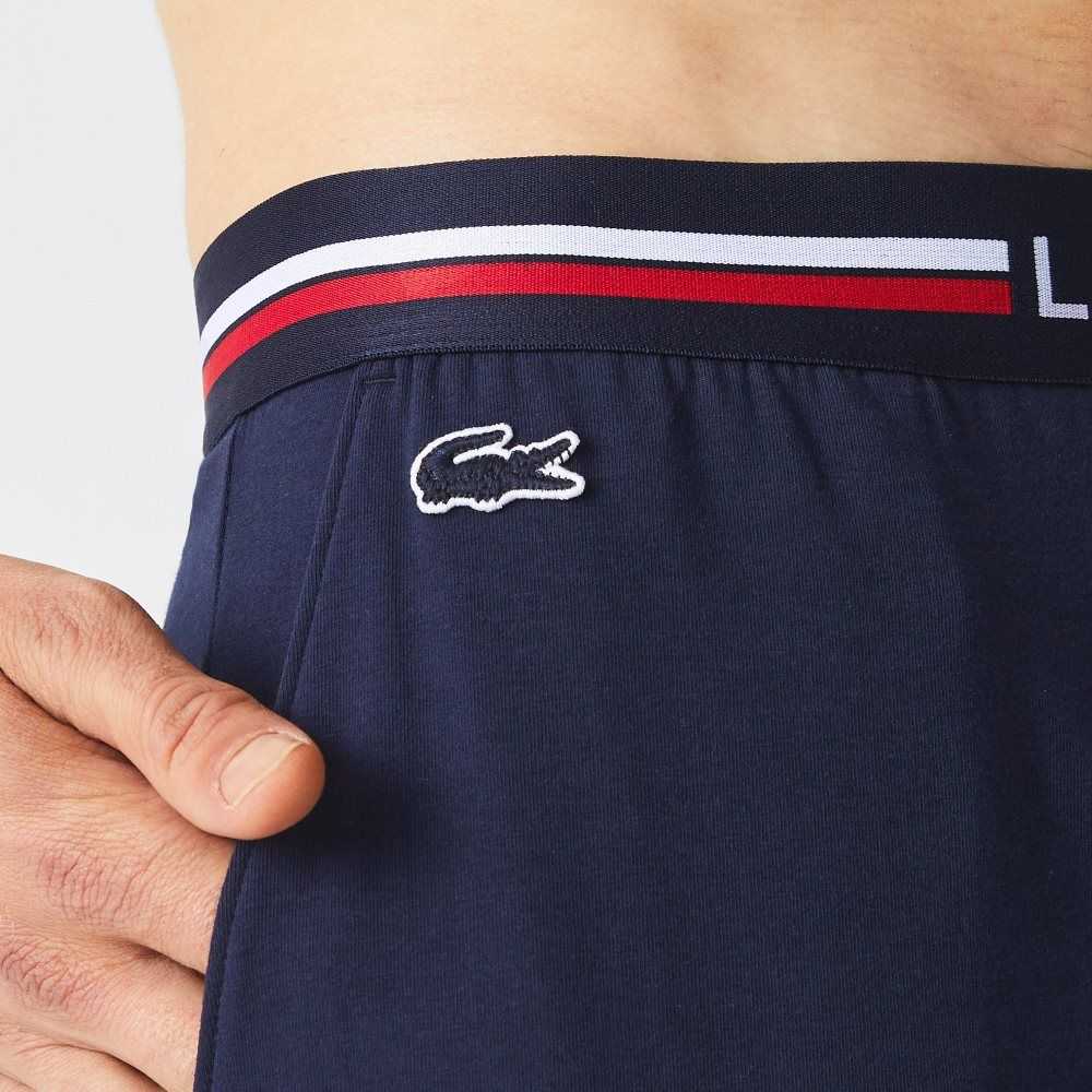 Lacoste Jersey Three-Tone Waistband Pajama Pants Marinblå Blå | XDIRQ-1486