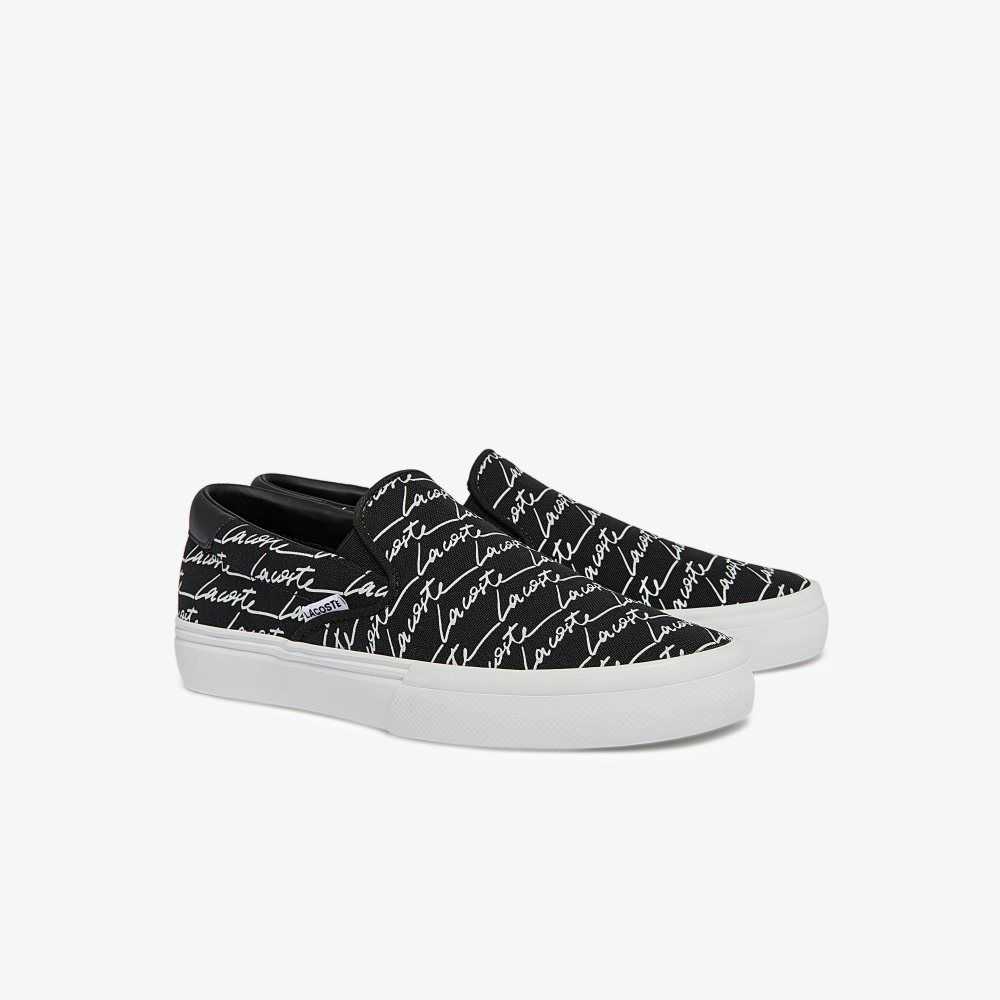 Lacoste Jump Serve Canvas Print Slip-On Svarta | XYWIQ-5431