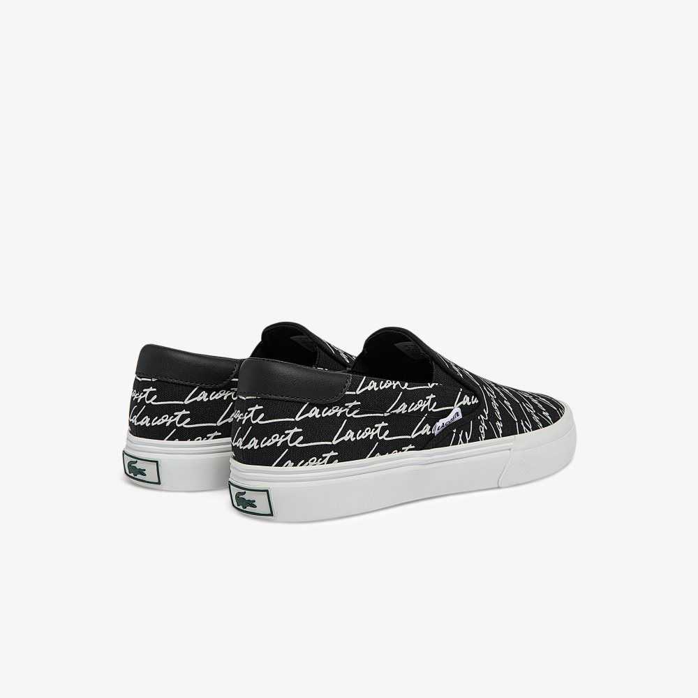 Lacoste Jump Serve Canvas Print Slip-On Svarta | XYWIQ-5431