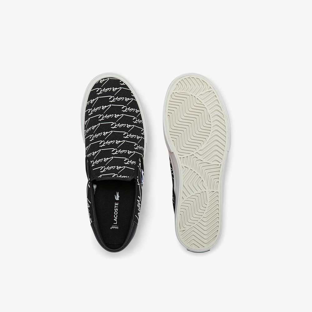 Lacoste Jump Serve Canvas Print Slip-On Svarta | XYWIQ-5431