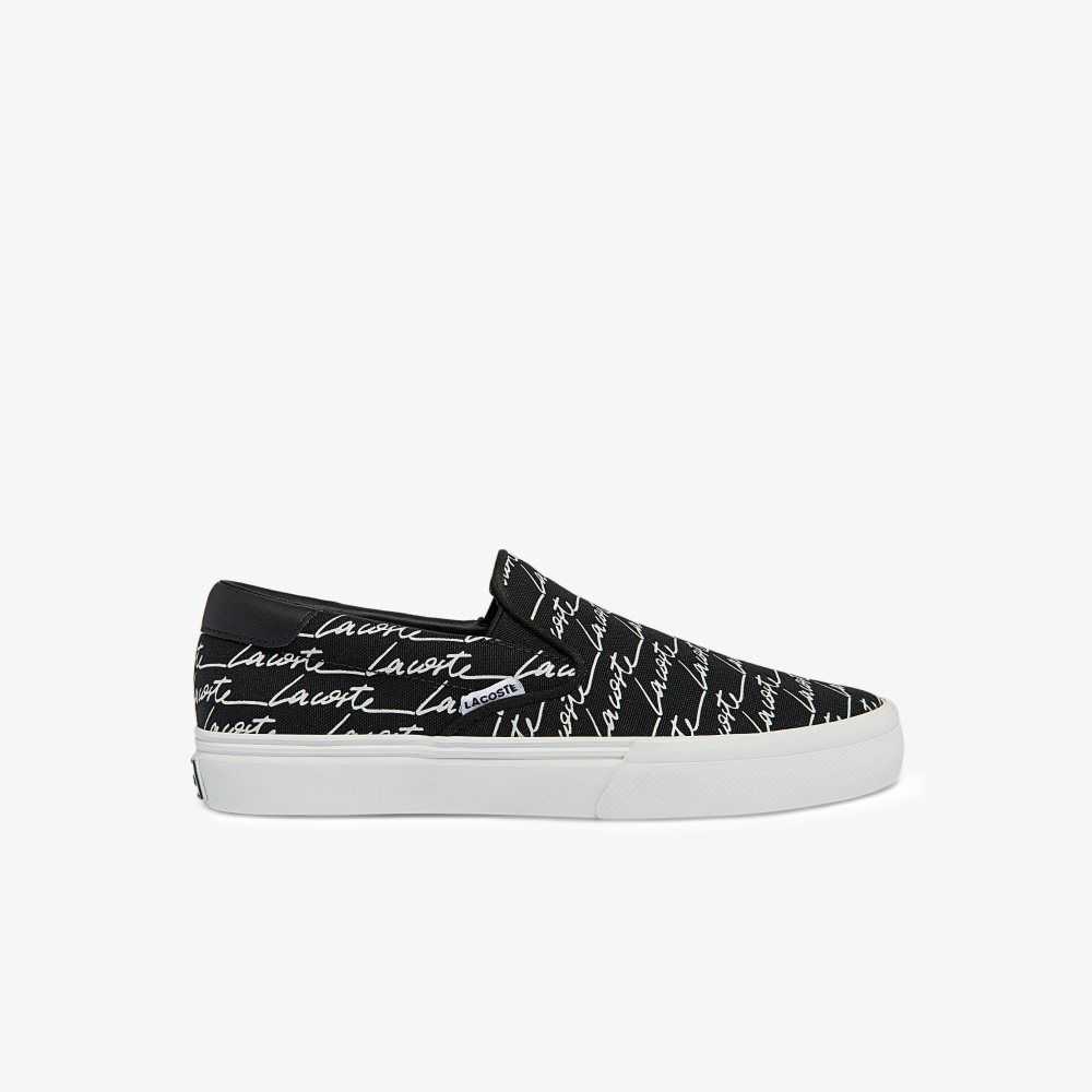 Lacoste Jump Serve Canvas Print Slip-On Svarta | XYWIQ-5431