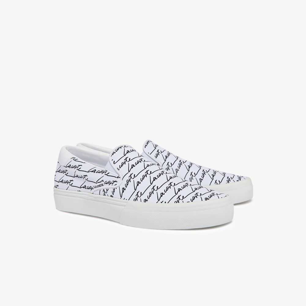 Lacoste Jump Serve Canvas Printed Slip-On Vita Svarta | NAGDP-5328