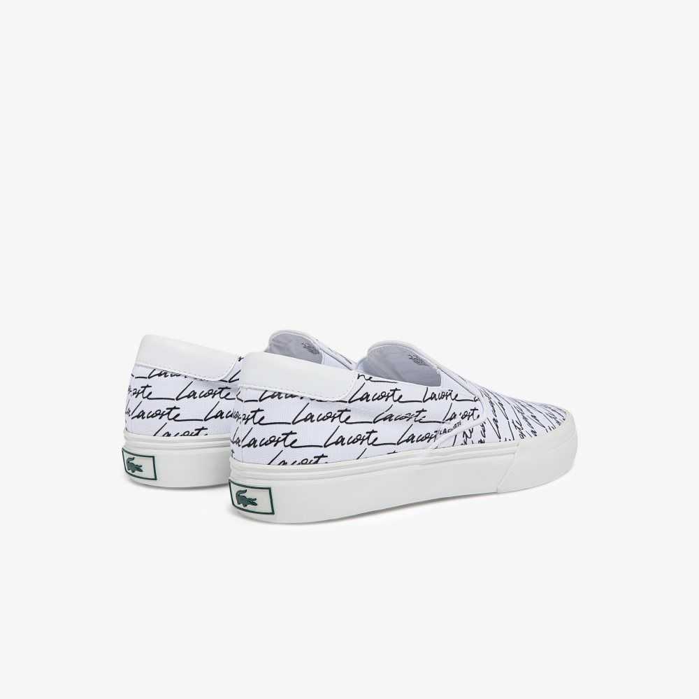 Lacoste Jump Serve Canvas Printed Slip-On Vita Svarta | NAGDP-5328