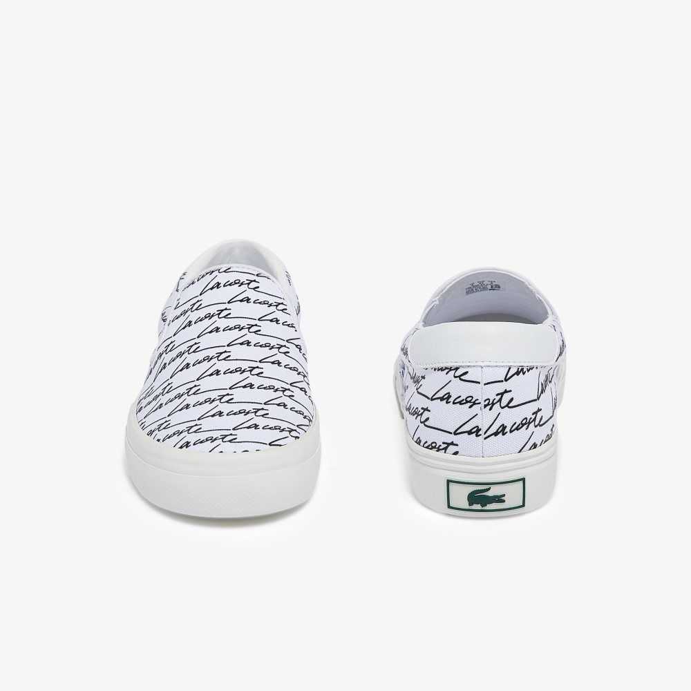 Lacoste Jump Serve Canvas Printed Slip-On Vita Svarta | NAGDP-5328