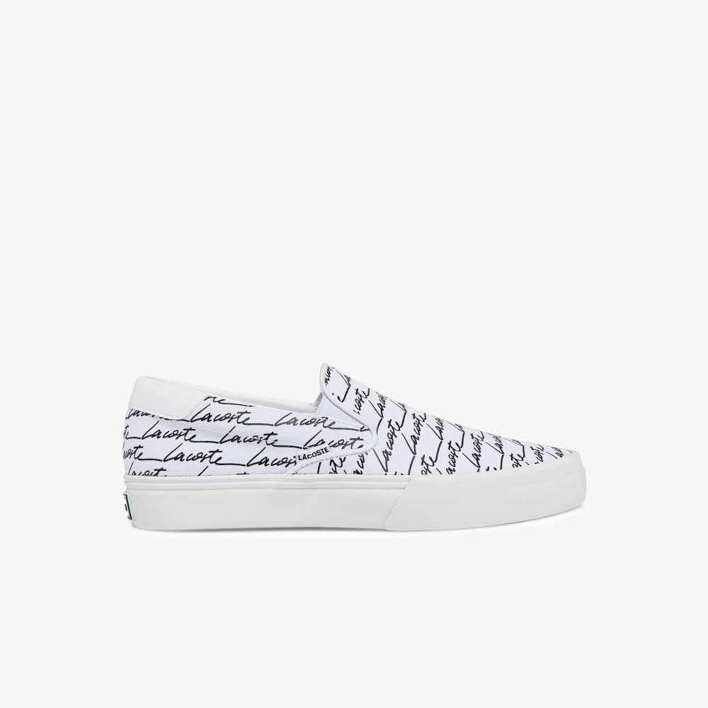 Lacoste Jump Serve Canvas Printed Slip-On Vita Svarta | NAGDP-5328