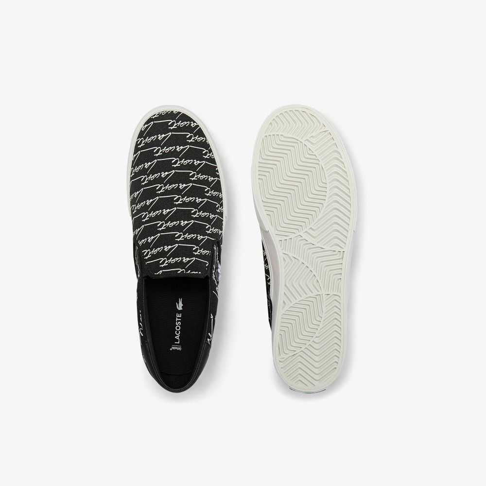 Lacoste Jump Serve Canvas Slip-On Svarta Vita | ROKPS-1096