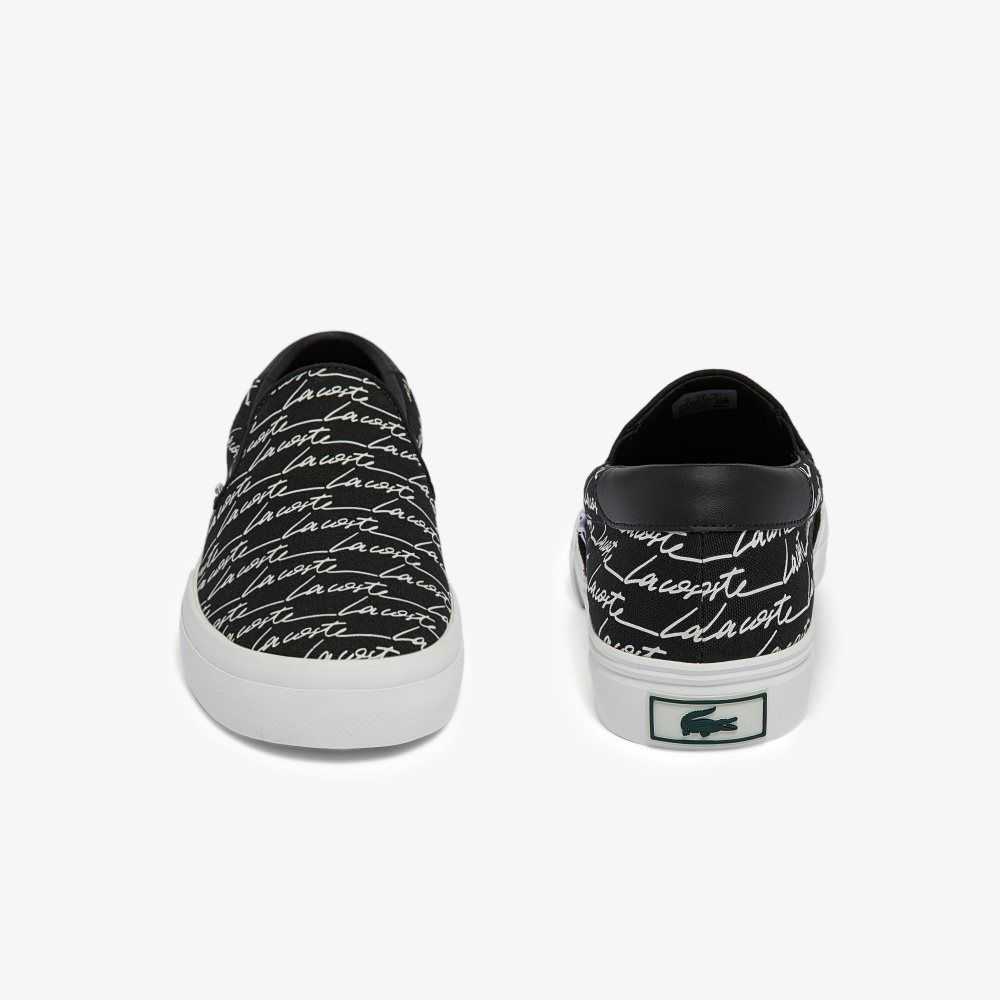 Lacoste Jump Serve Canvas Slip-On Svarta Vita | ROKPS-1096