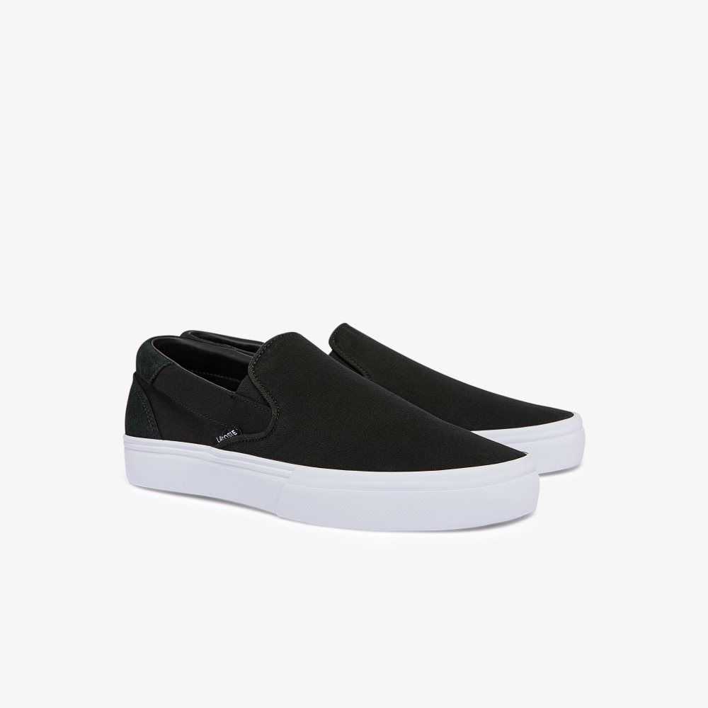 Lacoste Jump Serve Canvas Slip-On Svarta Vita | WPHZS-4382