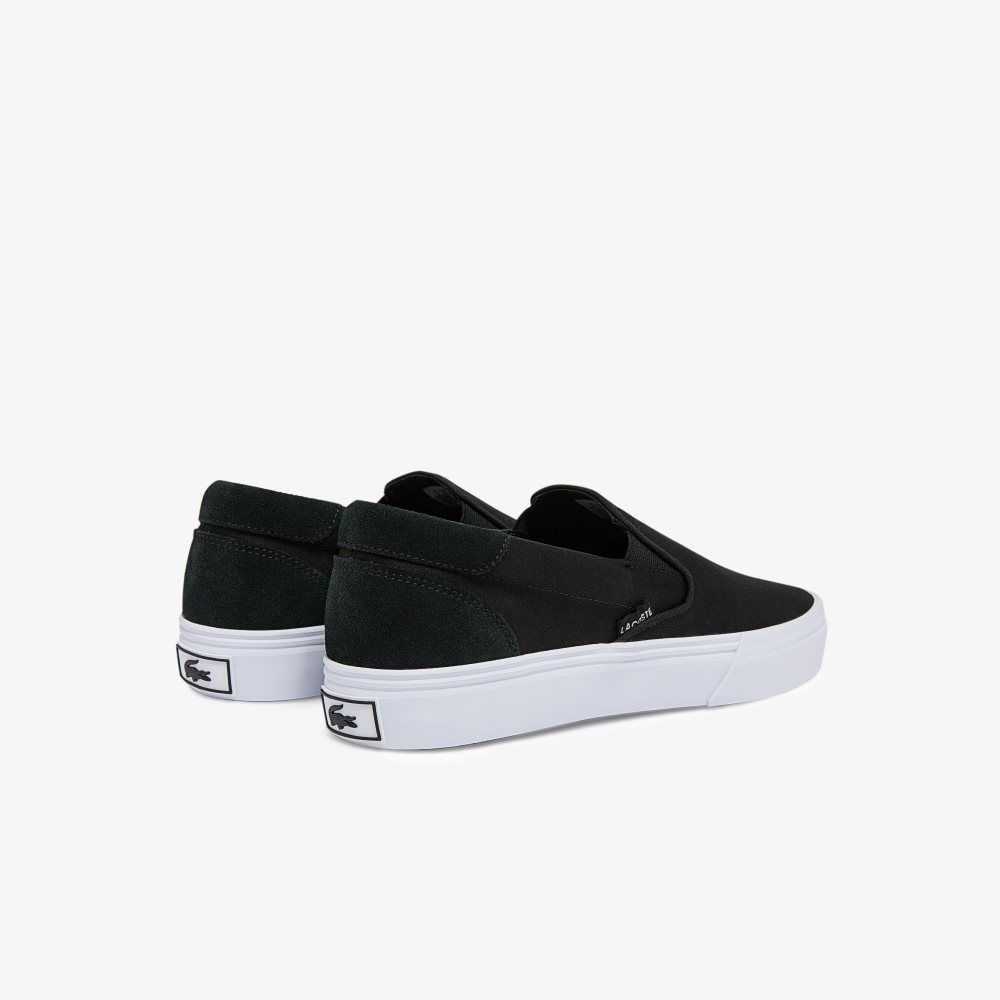 Lacoste Jump Serve Canvas Slip-On Svarta Vita | WPHZS-4382