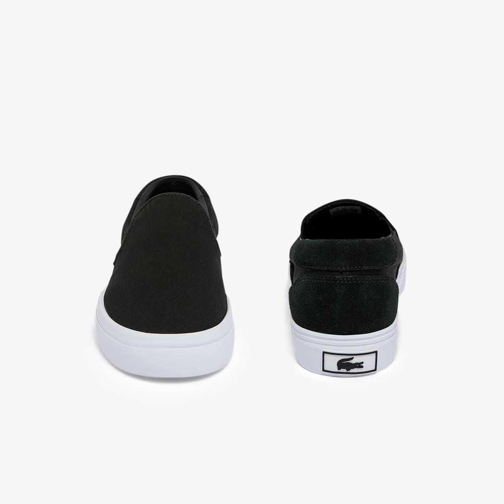 Lacoste Jump Serve Canvas Slip-On Svarta Vita | WPHZS-4382