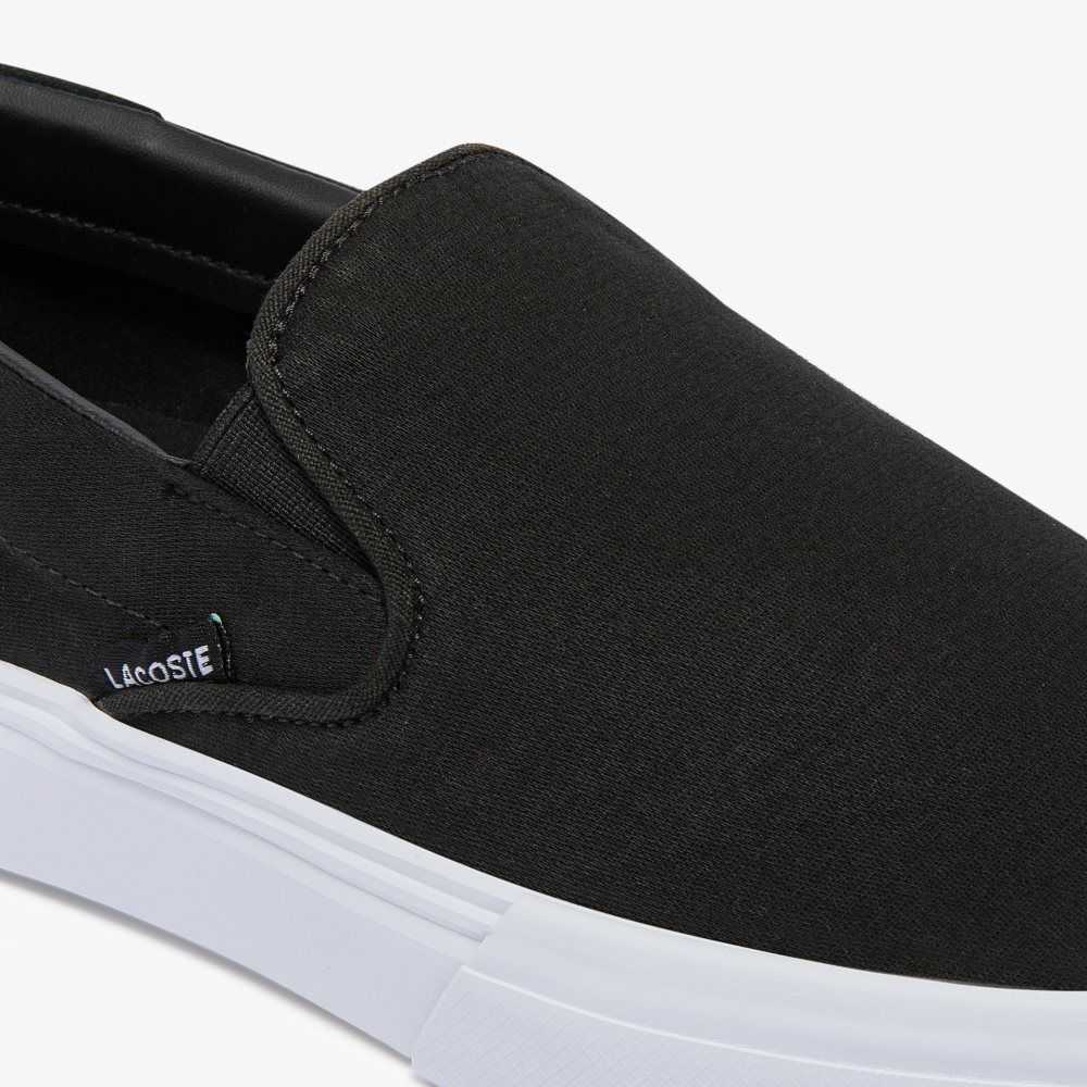 Lacoste Jump Serve Canvas Slip-On Svarta Vita | WPHZS-4382