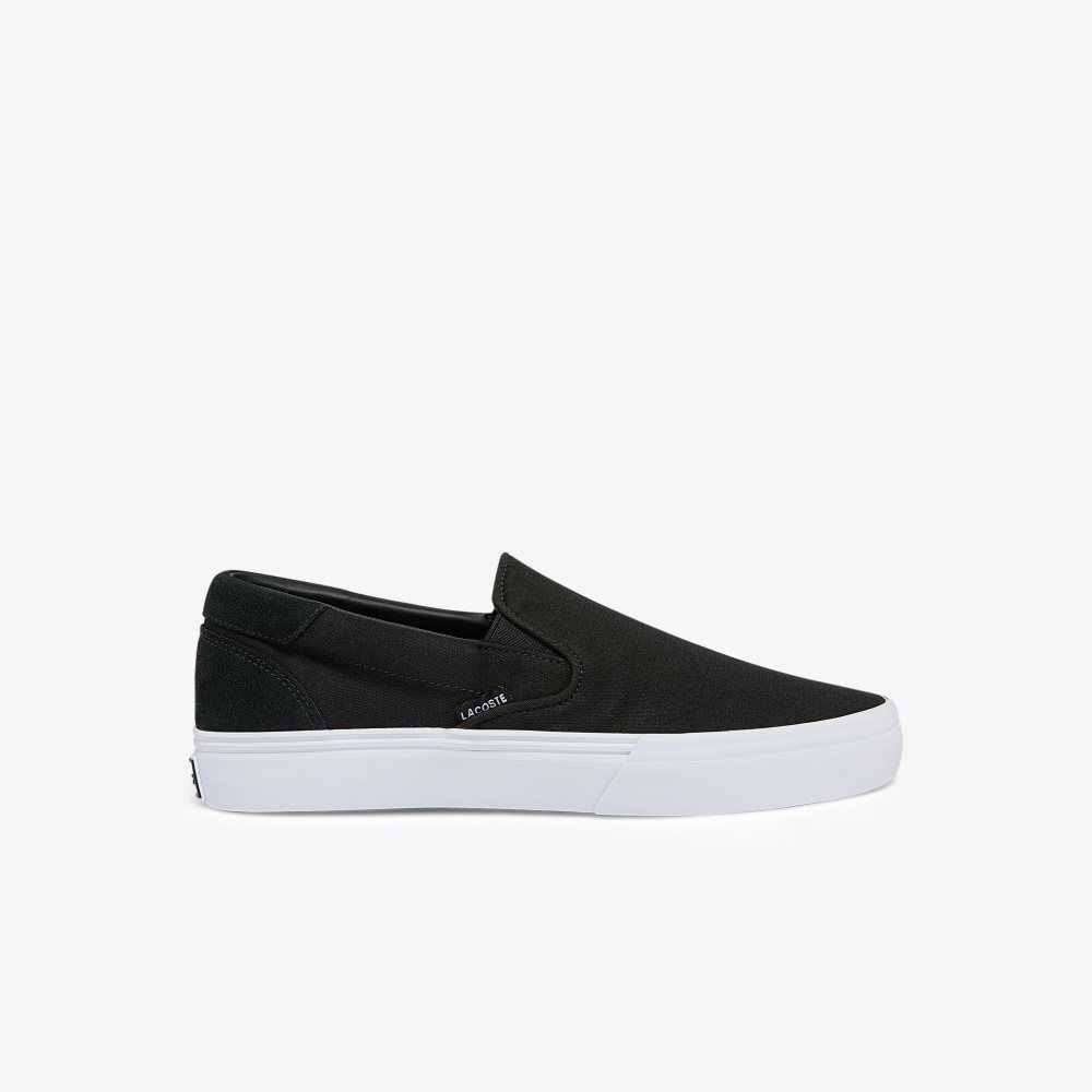 Lacoste Jump Serve Canvas Slip-On Svarta Vita | WPHZS-4382