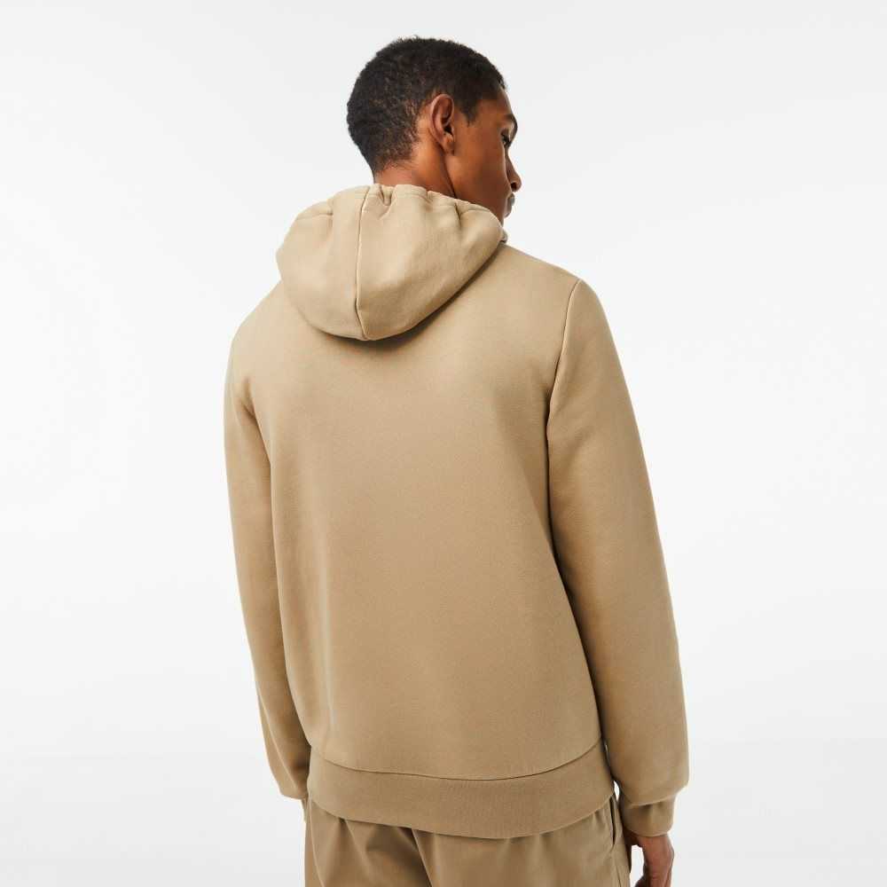 Lacoste Kangaroo Pocket Fleece Zipped Beige | QYSXF-6570