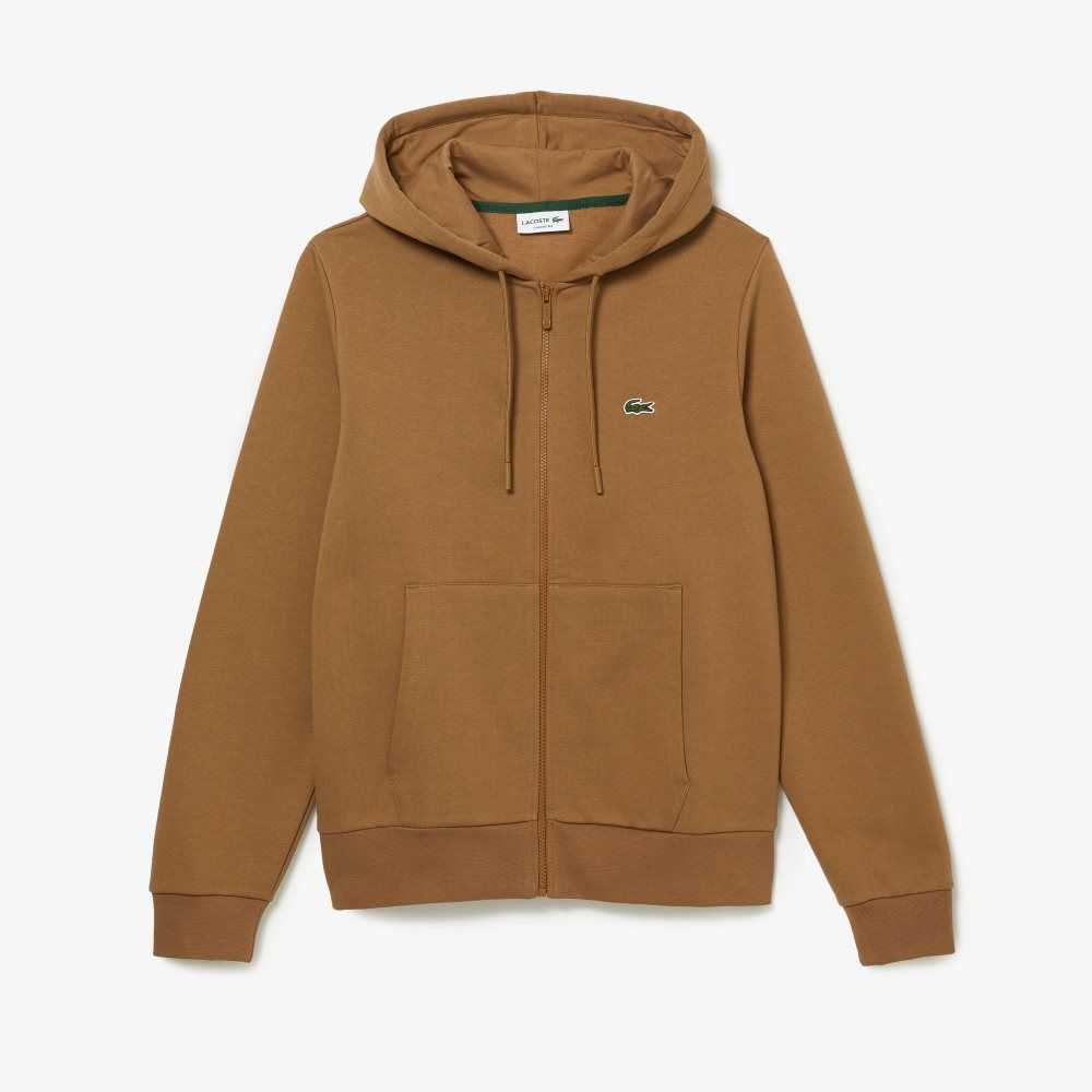 Lacoste Kangaroo Pocket Fleece Zipped Bruna | DTLQX-5240