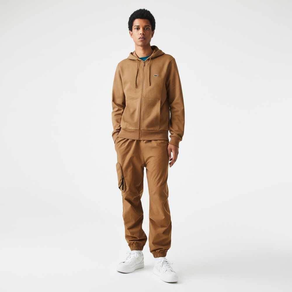 Lacoste Kangaroo Pocket Fleece Zipped Bruna | DTLQX-5240