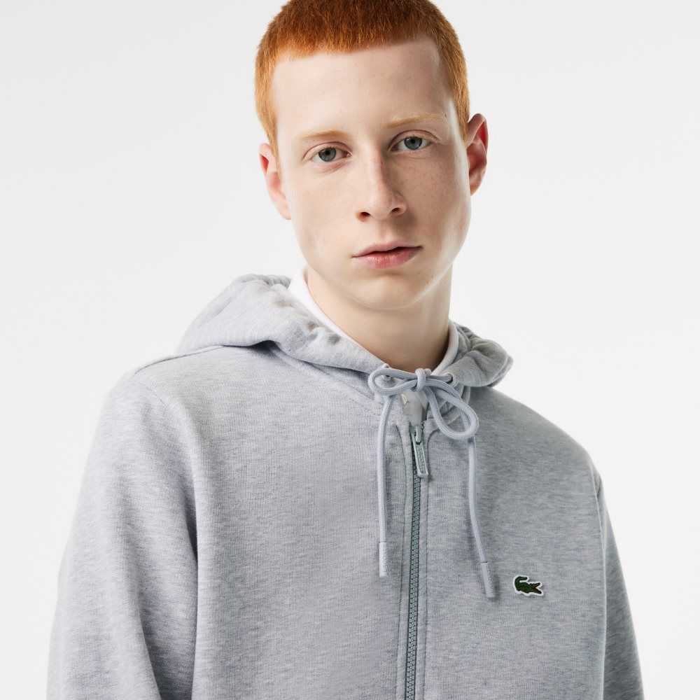 Lacoste Kangaroo Pocket Fleece Zipped Grå | OSUVK-7398