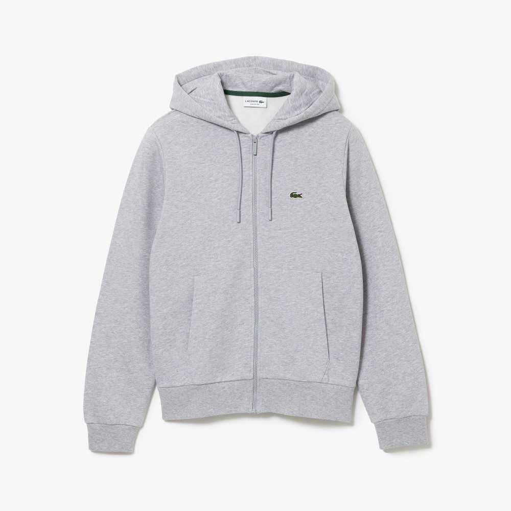 Lacoste Kangaroo Pocket Fleece Zipped Grå | OSUVK-7398