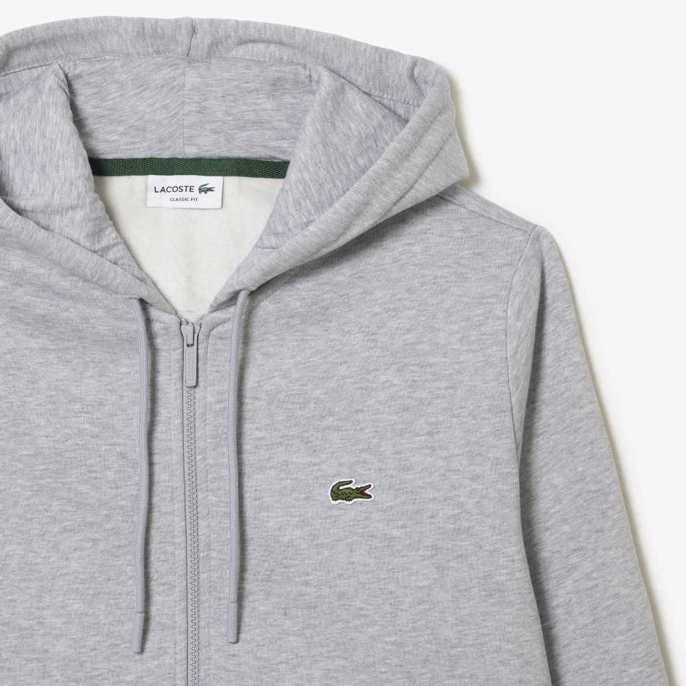 Lacoste Kangaroo Pocket Fleece Zipped Grå | OSUVK-7398