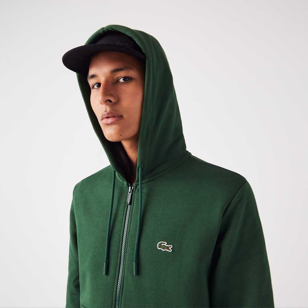 Lacoste Kangaroo Pocket Fleece Zipped Gröna | RWTCH-6207