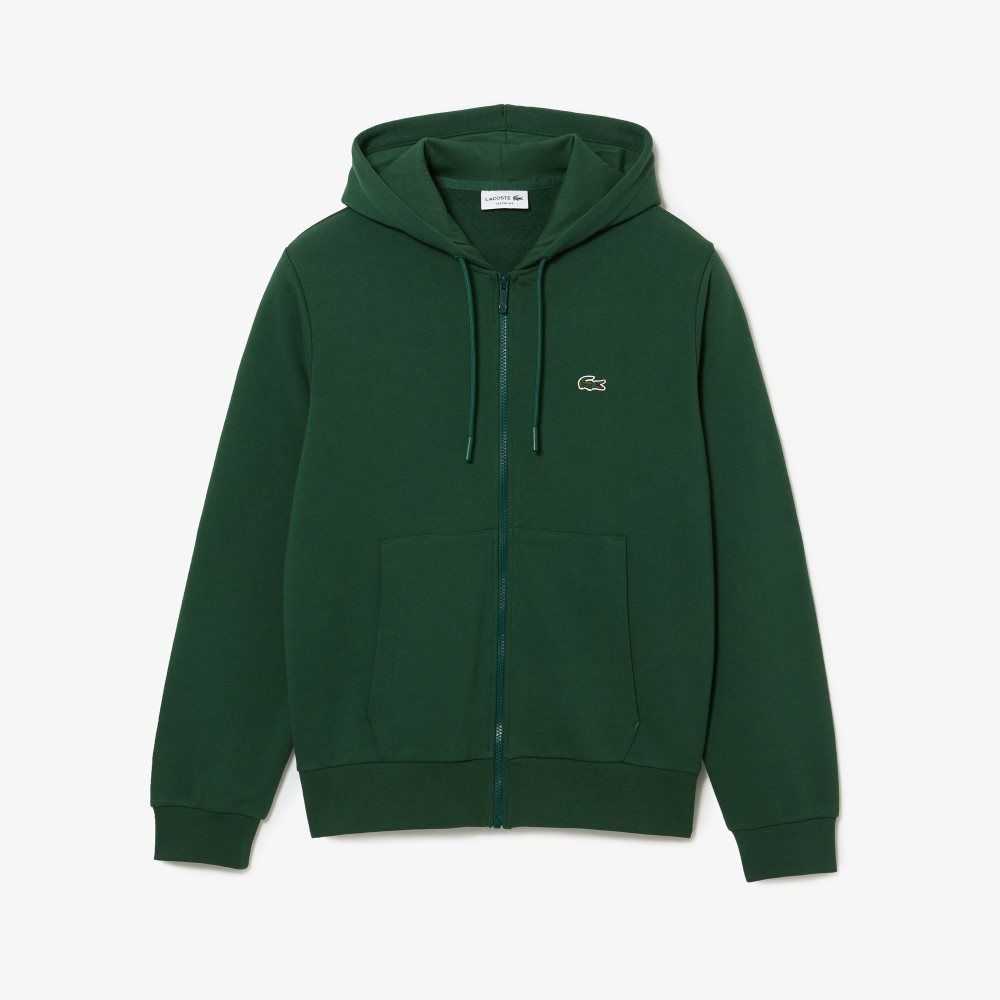 Lacoste Kangaroo Pocket Fleece Zipped Gröna | RWTCH-6207