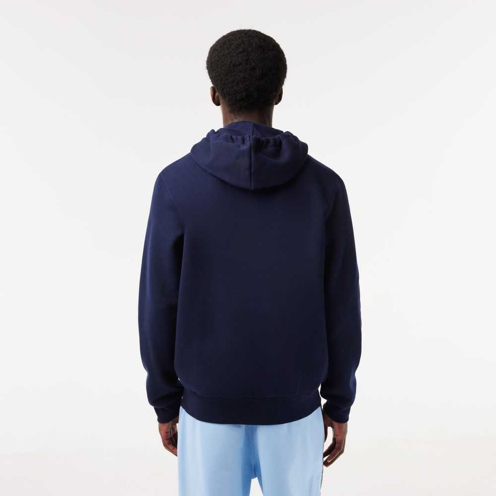 Lacoste Kangaroo Pocket Fleece Zipped Marinblå Blå | CRAQJ-8359