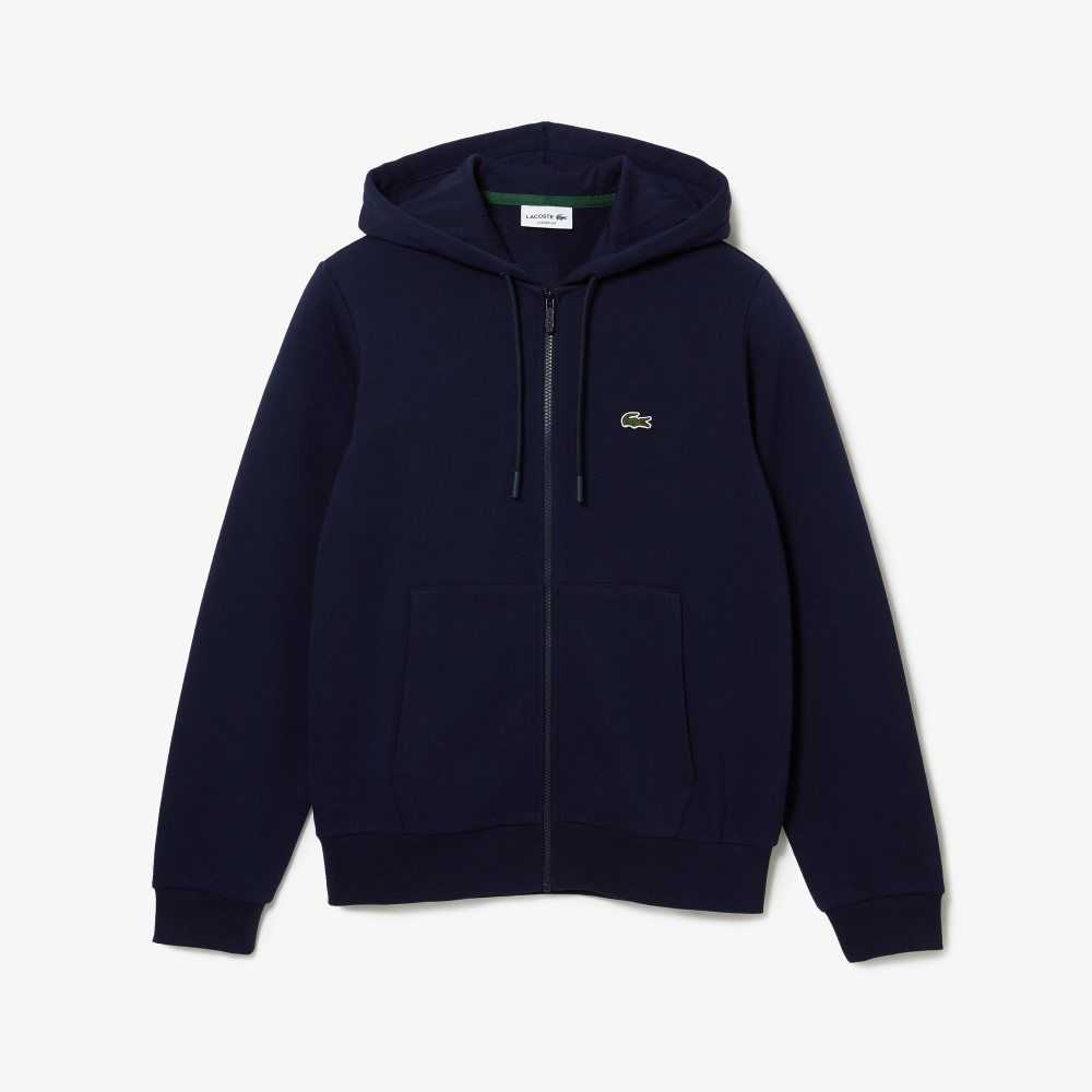 Lacoste Kangaroo Pocket Fleece Zipped Marinblå Blå | CRAQJ-8359