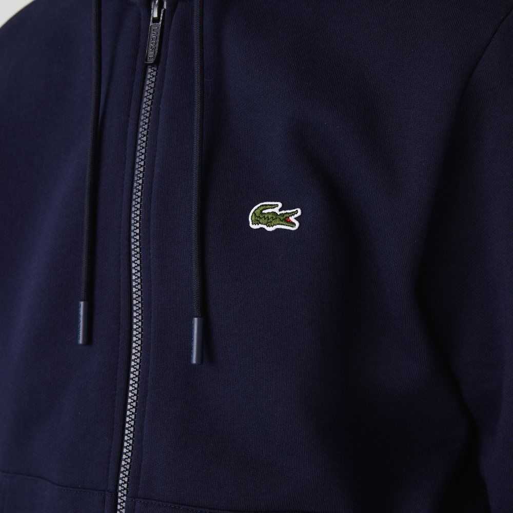 Lacoste Kangaroo Pocket Fleece Zipped Marinblå Blå | CRAQJ-8359