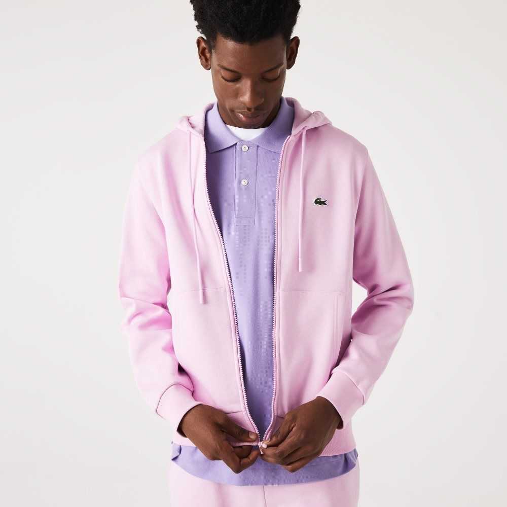 Lacoste Kangaroo Pocket Fleece Zipped Rosa | CZIRY-8219