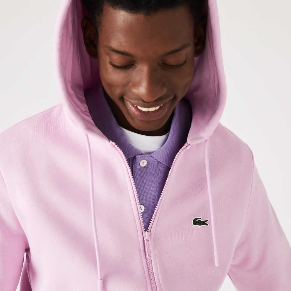 Lacoste Kangaroo Pocket Fleece Zipped Rosa | CZIRY-8219