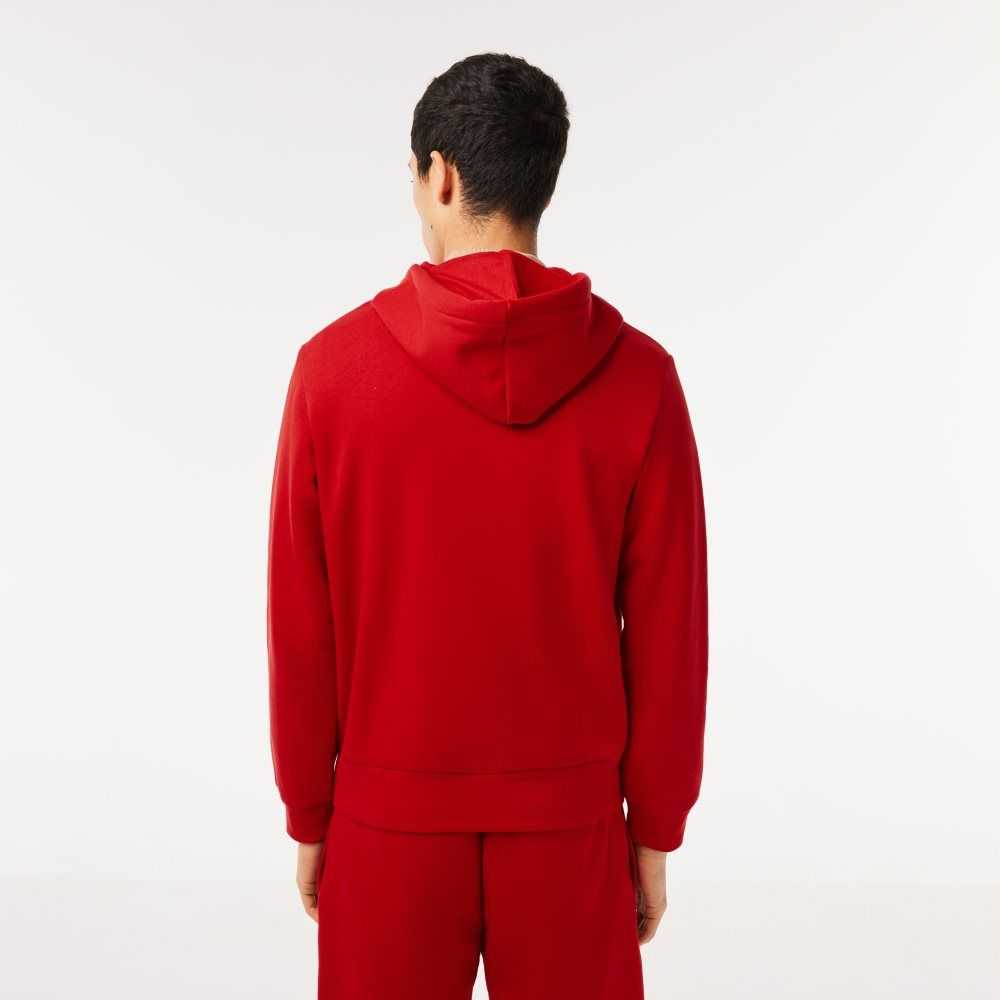 Lacoste Kangaroo Pocket Fleece Zipped Röda | CBPYD-2349