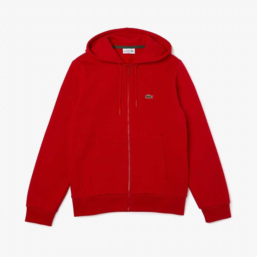 Lacoste Kangaroo Pocket Fleece Zipped Röda | CBPYD-2349