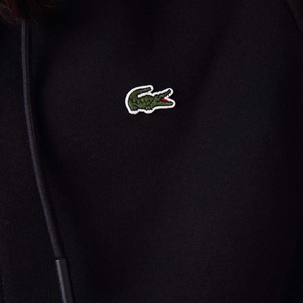 Lacoste Kangaroo Pocket Fleece Zipped Svarta | SDRUL-7028