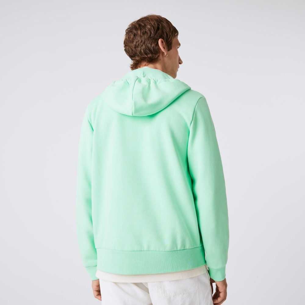 Lacoste Kangaroo Pocket Fleece Zipped Sweatshirt Ljusgröna | JLUPZ-7126