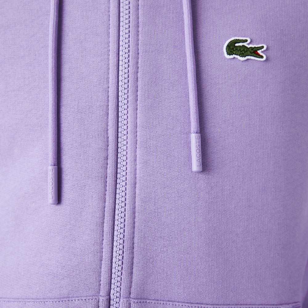 Lacoste Kangaroo Pocket Fleece Zipped Sweatshirt Lila | JQGRO-7956