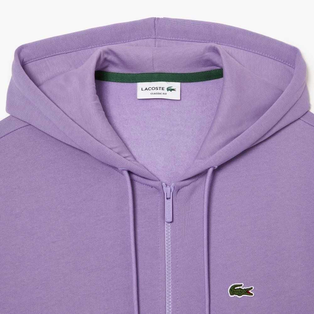 Lacoste Kangaroo Pocket Fleece Zipped Sweatshirt Lila | JQGRO-7956