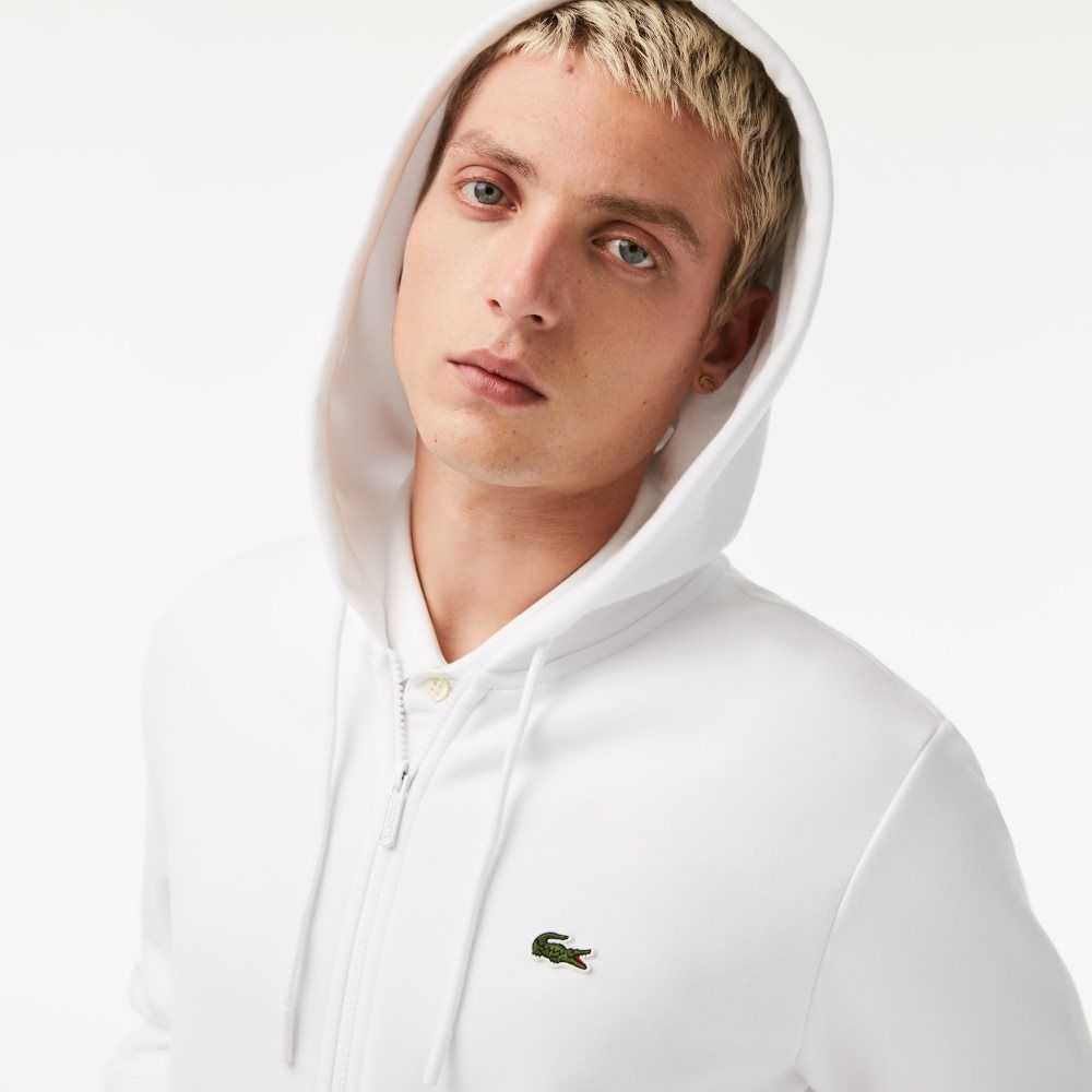 Lacoste Kangaroo Pocket Fleece Zipped Vita | PEOYF-5340