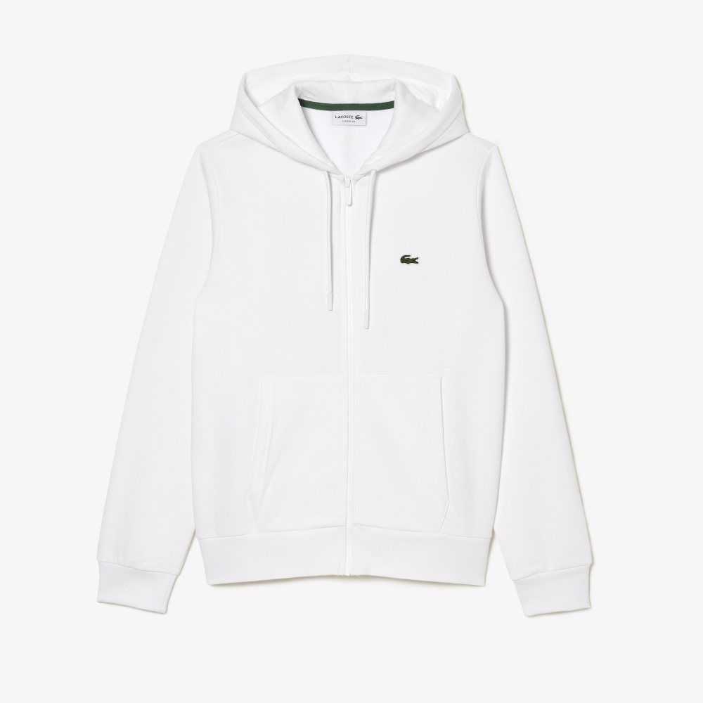 Lacoste Kangaroo Pocket Fleece Zipped Vita | PEOYF-5340