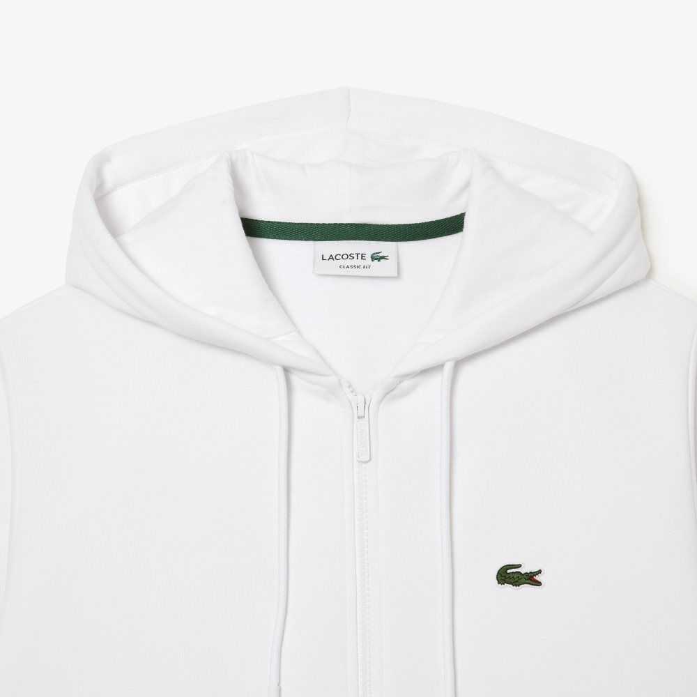 Lacoste Kangaroo Pocket Fleece Zipped Vita | PEOYF-5340