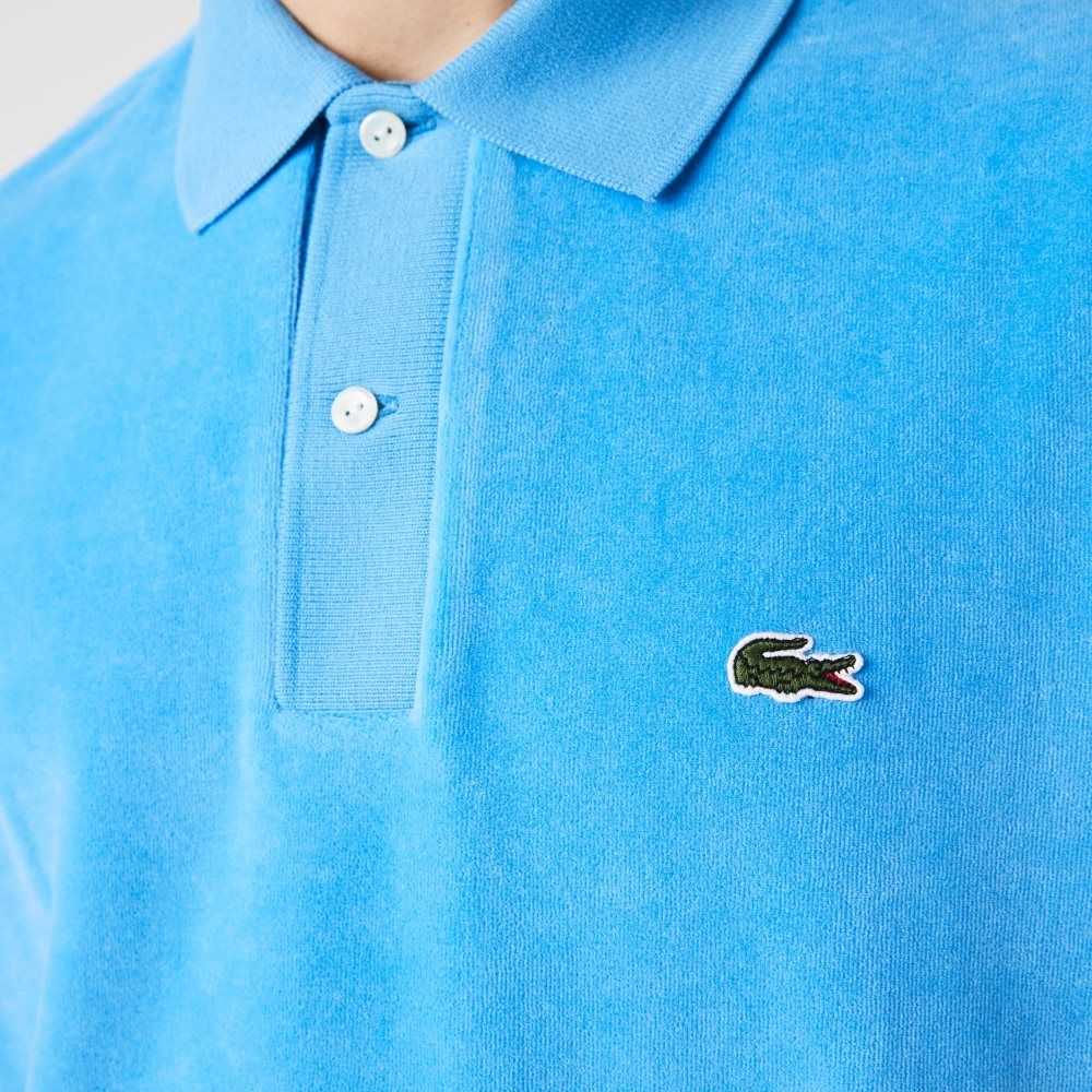 Lacoste Klassiska Fit Bomull Velvet Blå | JVWLF-4178