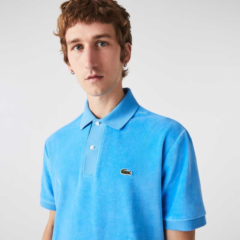 Lacoste Klassiska Fit Bomull Velvet Blå | JVWLF-4178